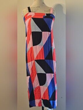 Hurley Multicolor Geometric Midi Dress - Blue, Pink, Red, Black